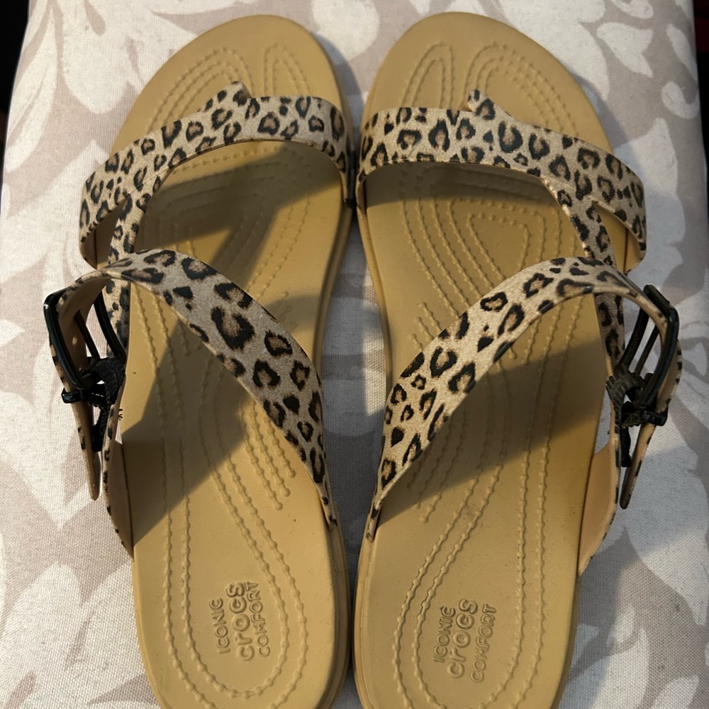 Crocs Women's Leopard Print Sandals Size 9